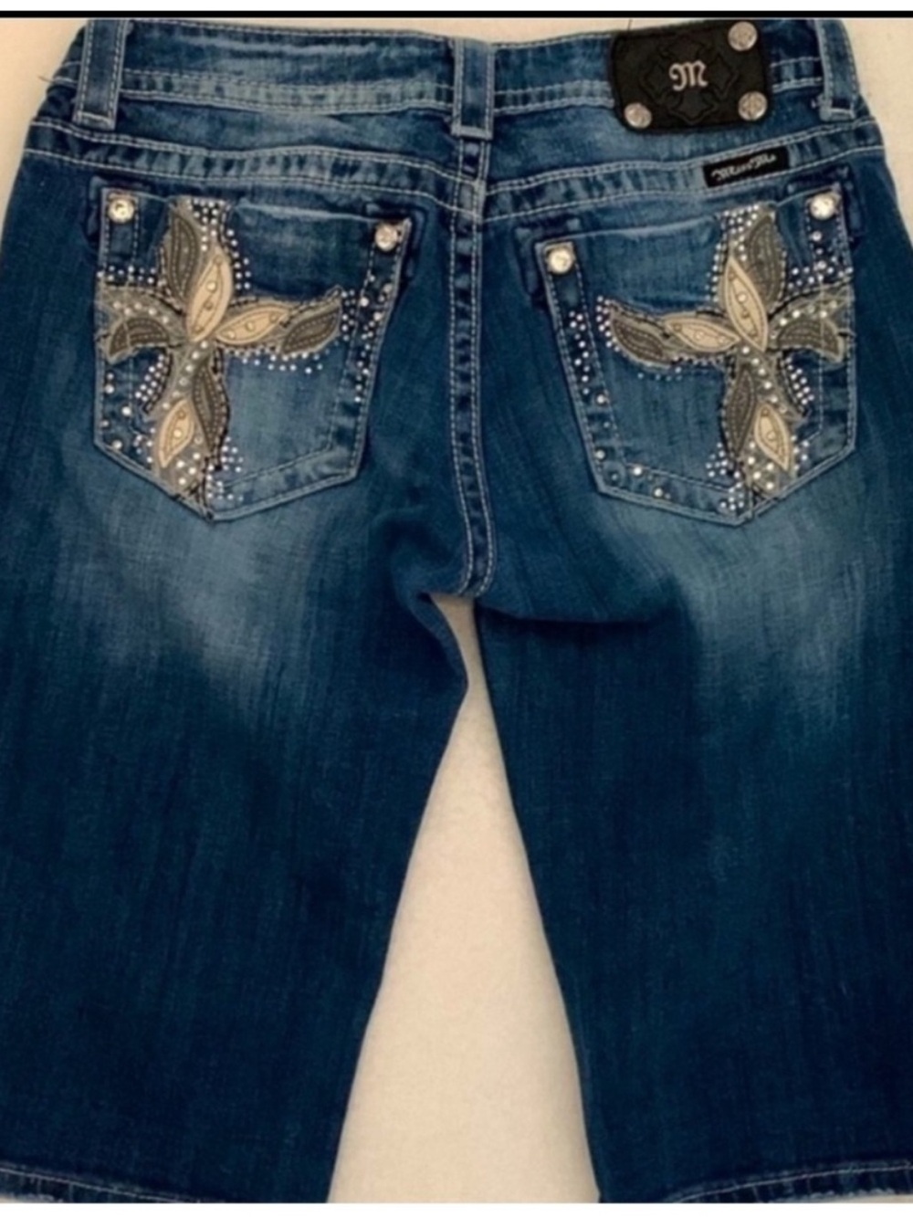 Bling Miss Me Embellished Blue Denim Shorts